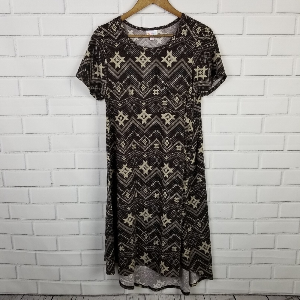 LulaRoe Carly Brown T-Shirt Dress High-low‎ Small
